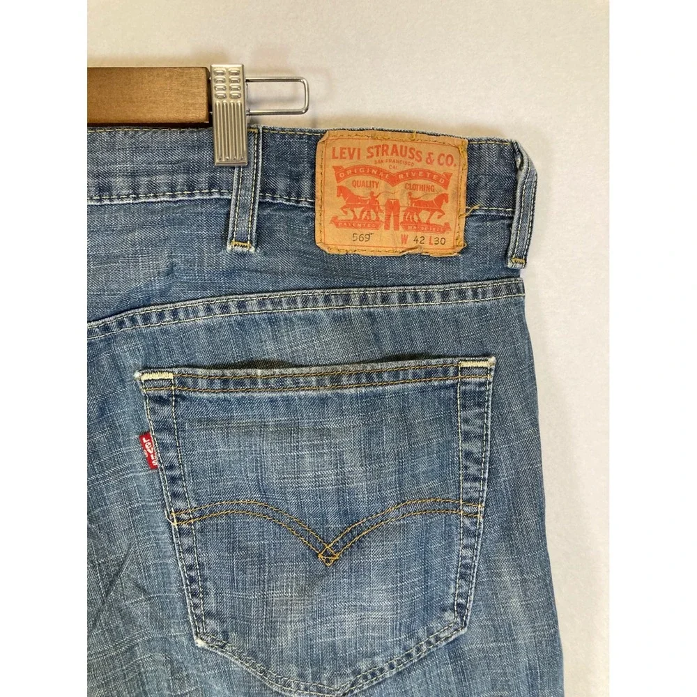 Skater‎ Grunge Levi's 569 Mens 42x30 Blue Loose Straight Leg Denim Jeans